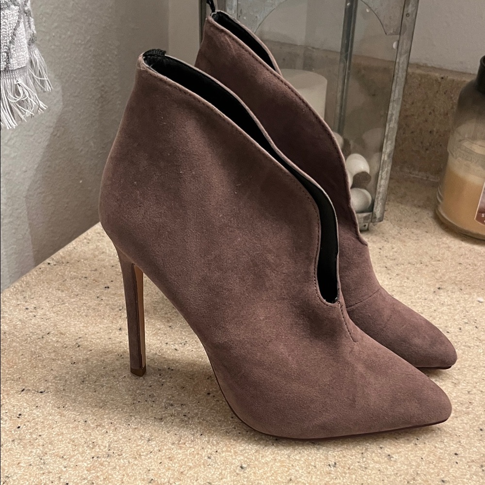 Forever 21 Taupe Suede Heeled Boots